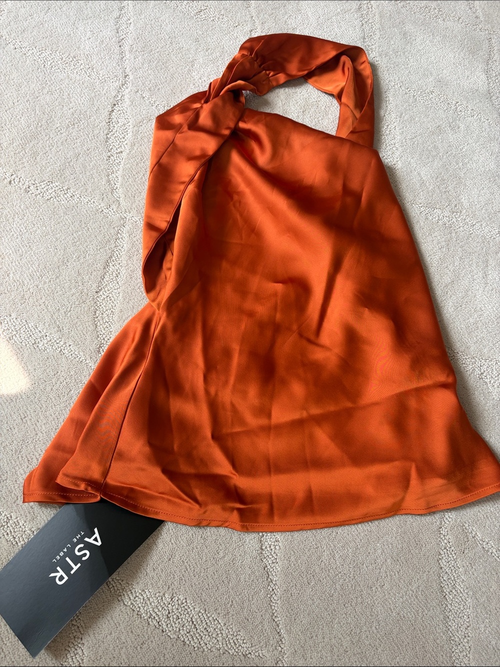 NWT ASTR Orange One Shoulder Satin shirt